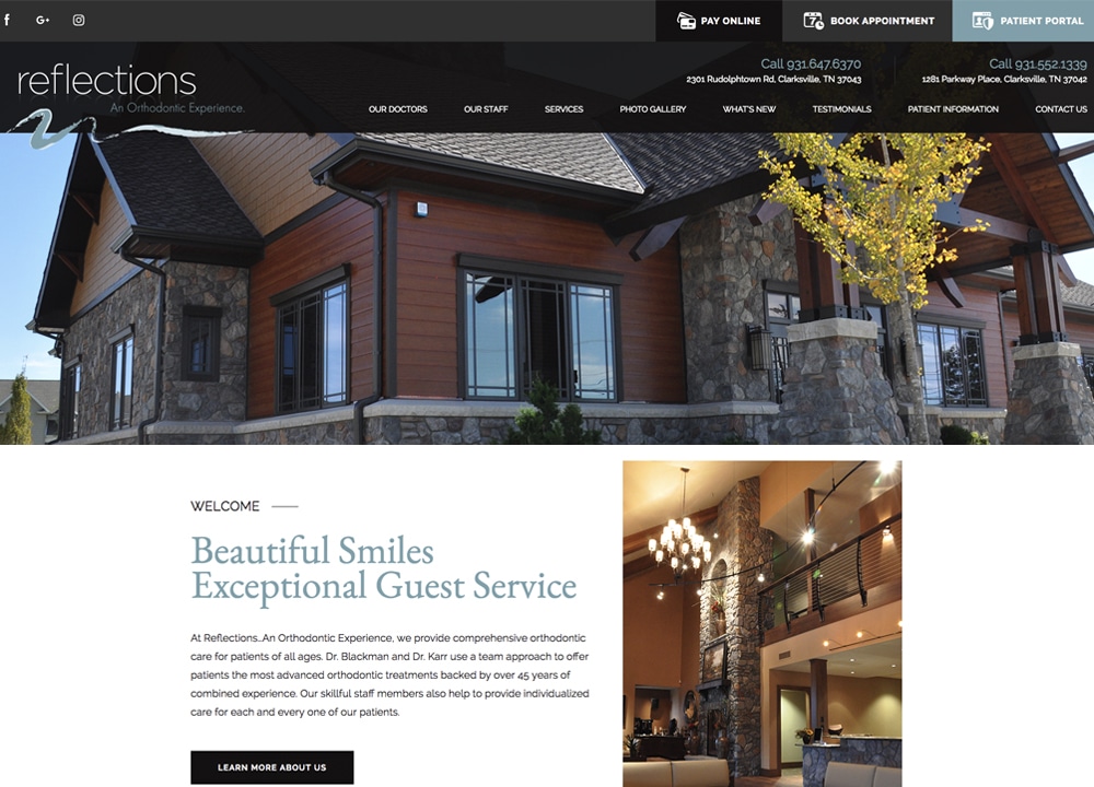 Reflections, An Orthodontic Experience | | Advice Media Orthodontics Website Design Portfolio