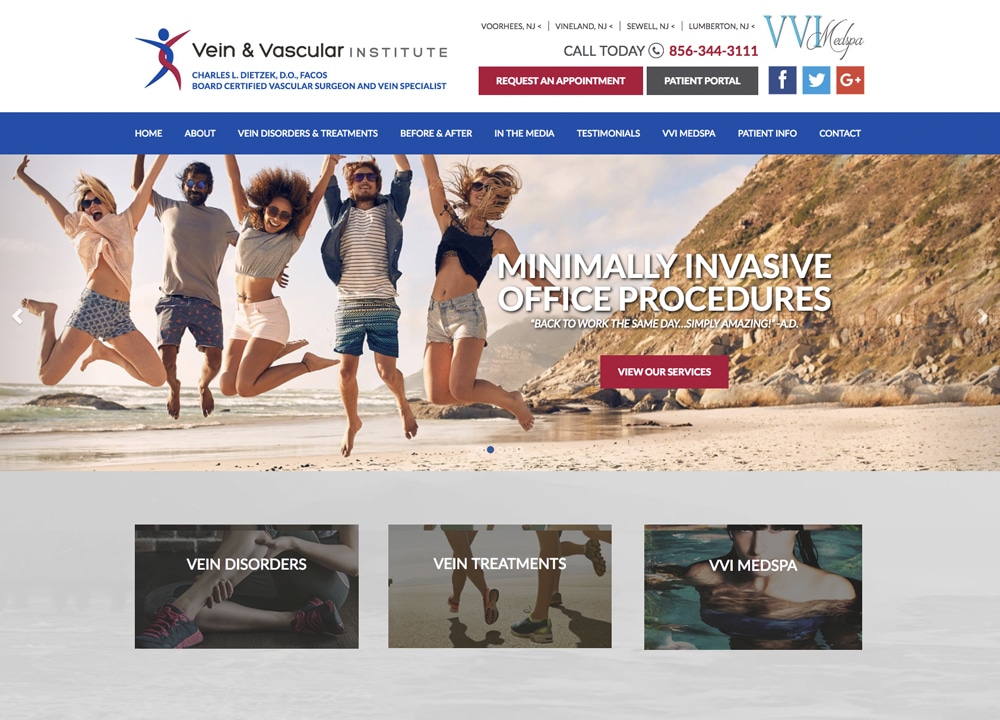 Vein and Vascular Institute | | Advice Media Vein Vascular Website Design Portfolio