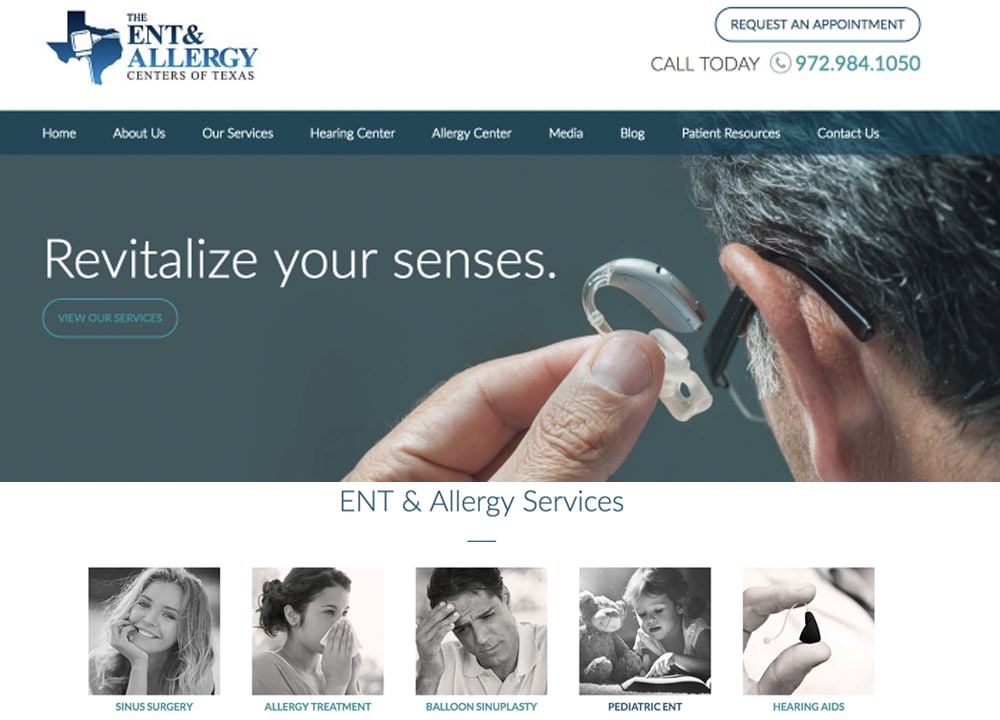 The ENT Centers of Texas, PLLC. | Advice Media ENT Website Design Portfolio