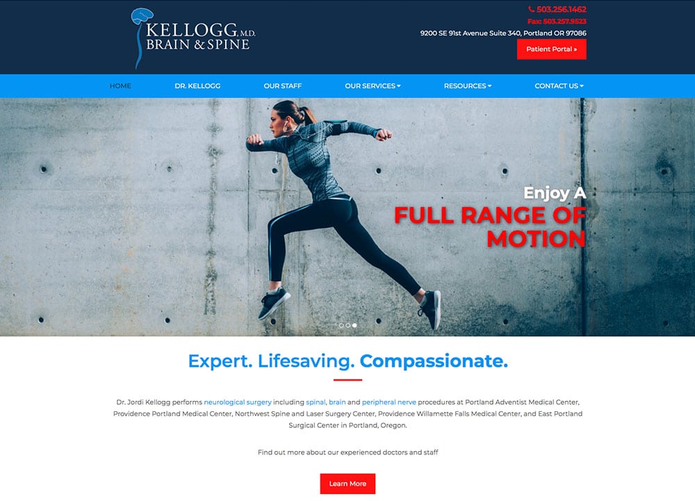 Kellogg Brain & Spine | | Advice Media Orthopedic Website Design Portfolio