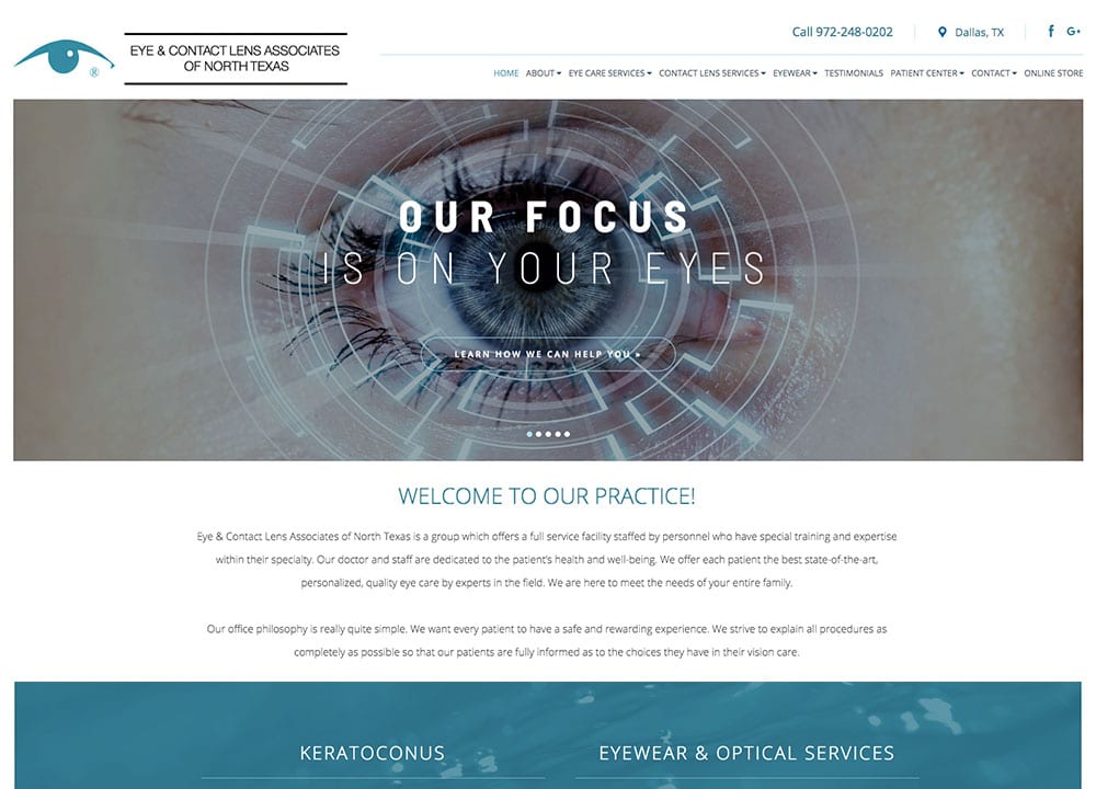 Eye & Contact Lens Associates of North Texas | | Advice Media Orthopedic Website Design Portfolio