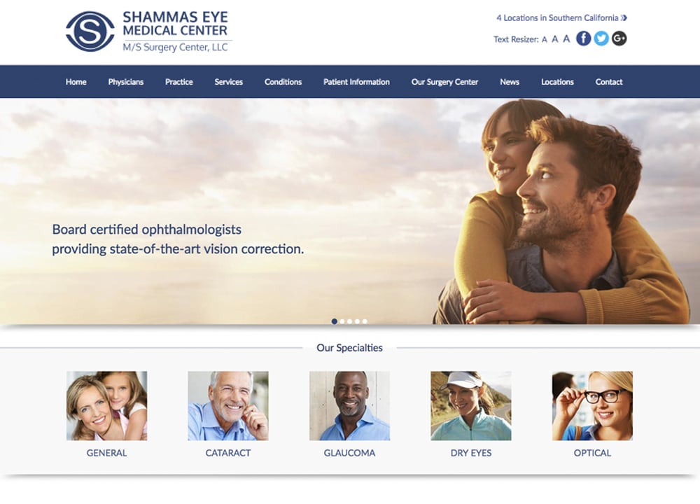 Shammas Medical Eye Center | | Advice Media Ophthalmology Website Design Portfolio
