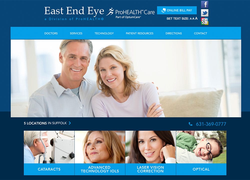 East End Eye | | Advice Media Orthopedic Website Design Portfolio