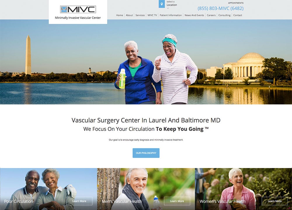 Minimally Invasive Vascular Center | | Advice Media Orthopedic Website Design Portfolio