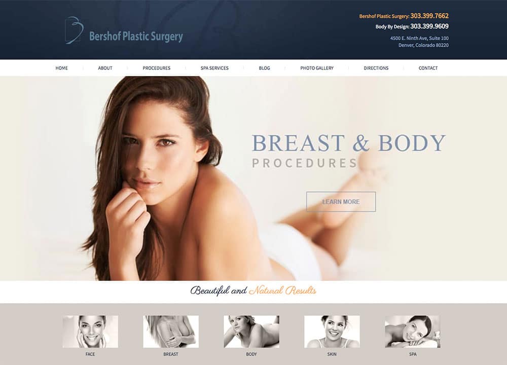 Bershof Plastic Surgery | | Advice Media Orthopedic Website Design Portfolio