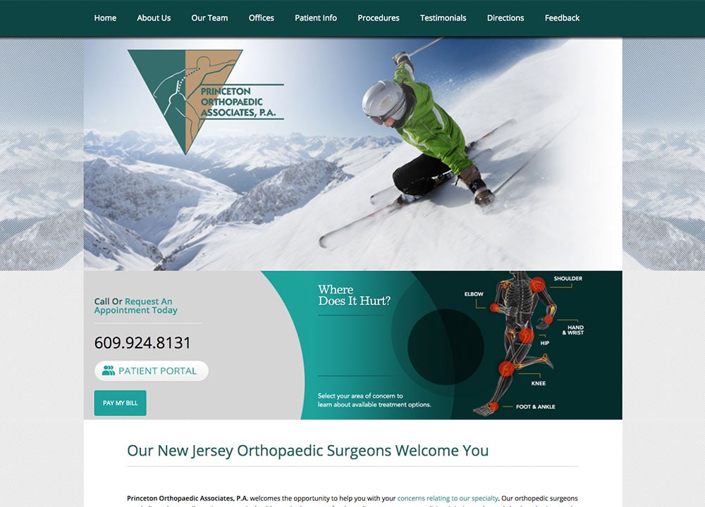 Princeton Orthopaedic Associates | | Advice Media Orthopedic Website Design Portfolio