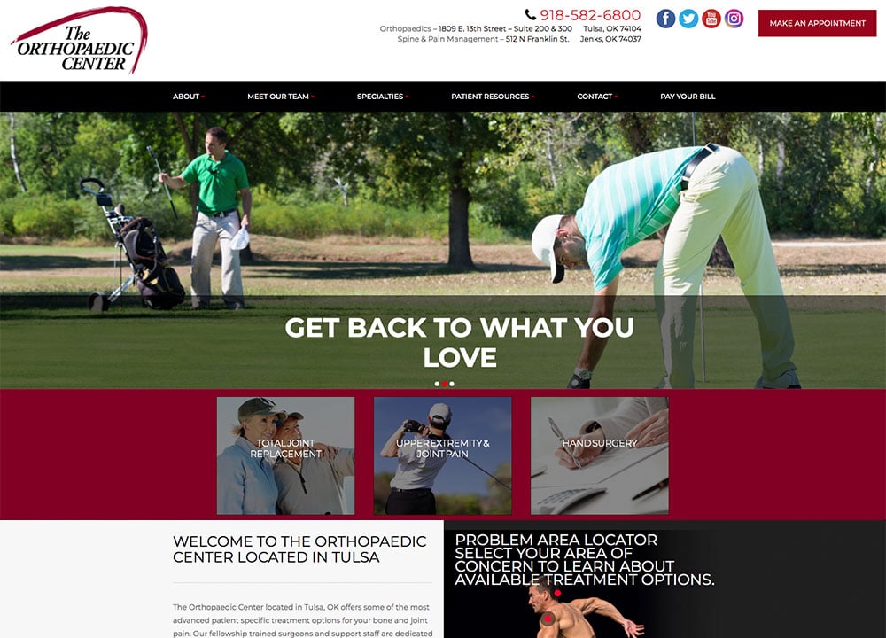 The Orthopaedic Center | | Advice Media Orthopedic Website Design Portfolio