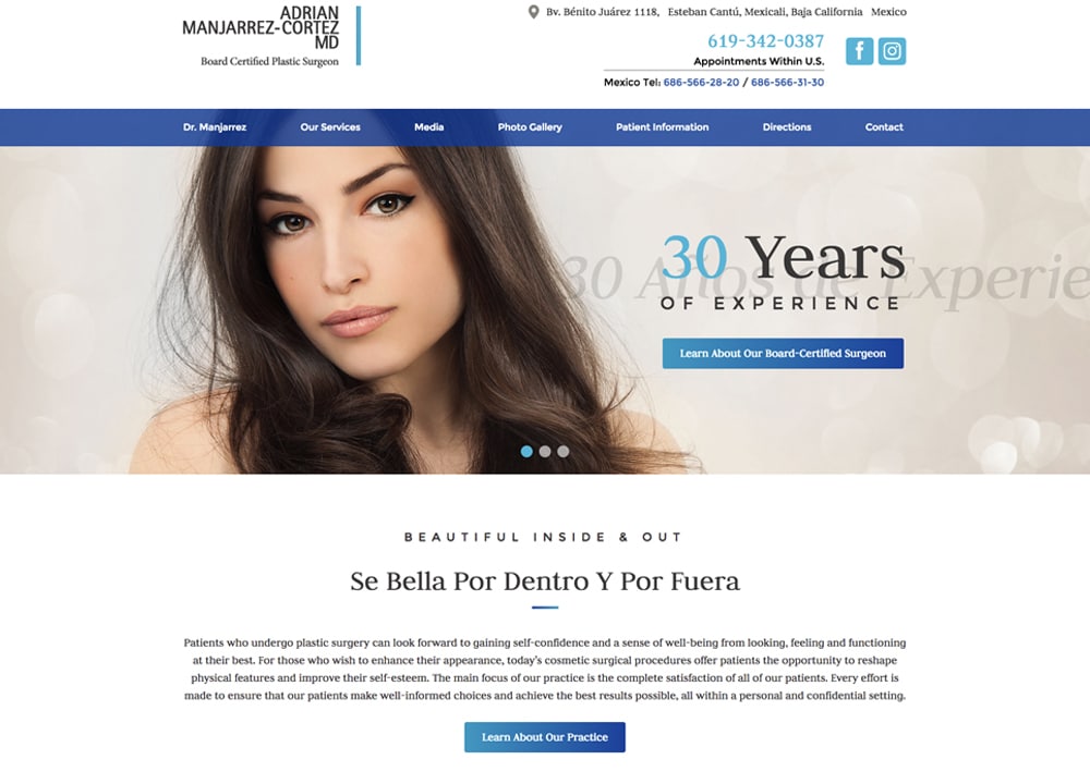Adrian Manjarrez-Cortes, MD | | Advice Media Plastic Surgery Website Design Portfolio