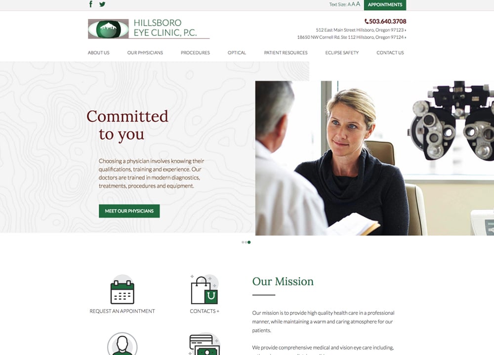 Hillsboro Eye Clinic | | Advice Media Ophthalmology Website Design Portfolio