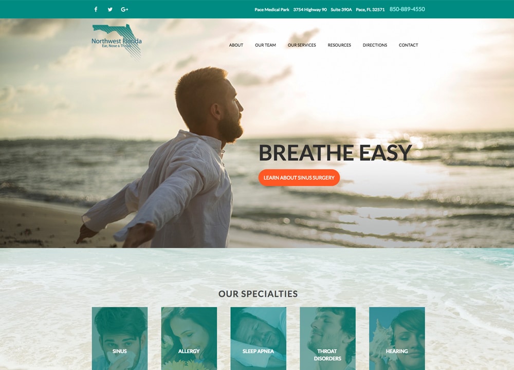 Northwest Florida ENT | Jason Boole | Advice Media ENT Website Design Portfolio