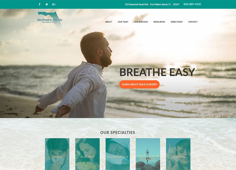 Northwest Florida ENT | Jason Boole | Advice Media ENT Website Design Portfolio