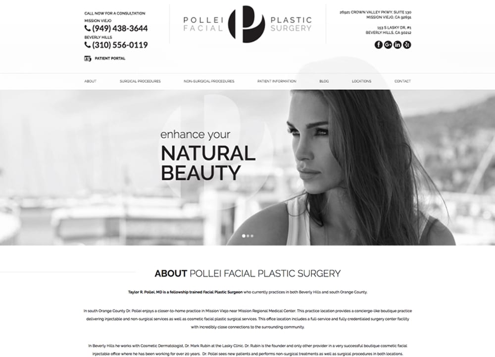 Pollei Facial Plastic Surgery | Taylor Pollei, MD | Advice Media Facial Plastic Surgery Website Design Portfolio