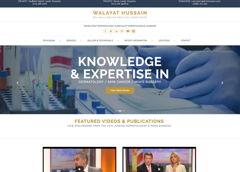 Walayat Hussain | Walayat Hussain | Advice Media Dermatology Website Design Portfolio
