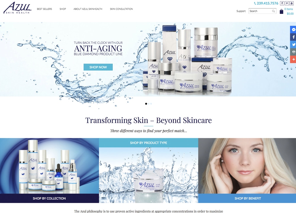 Azul Skin Health | | Advice Media Aesthetics Website Design Portfolio