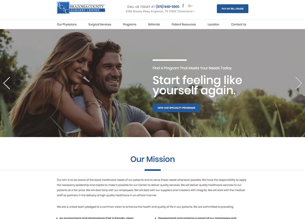 Brazoria County Surgery Center | | Advice Media General Surgery Website Design Portfolio