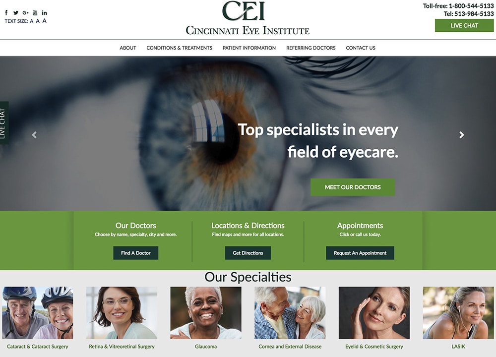 Cincinnati Eye Institute | | Advice Media Ophthalmology Website Design Portfolio