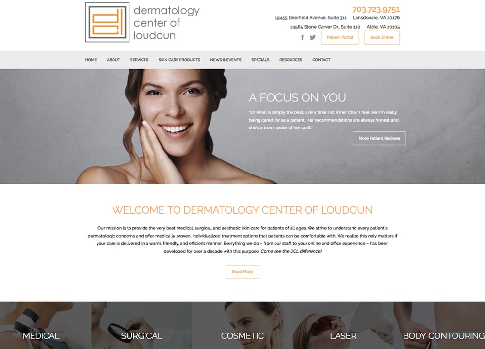 Dermatology Center of Loudoun | | Advice Media Dermatology Website Design Portfolio