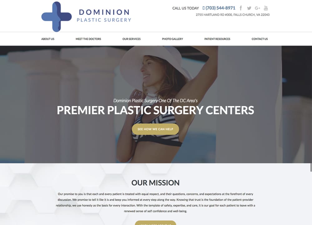 Dominion Plastic Surgery | Dr. Vineet Mehan | Advice Media Aesthetics Website Design Portfolio