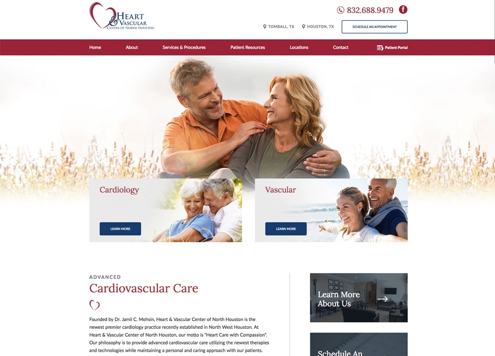 Heart & Vascular Center of North Houston | | Advice Media Cardiology Website Design Portfolio