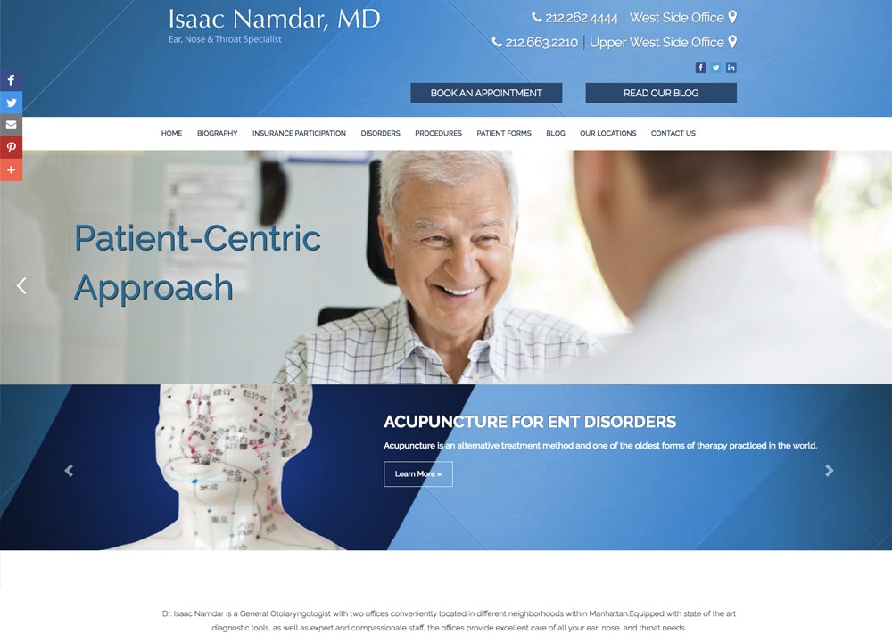 Isaac Namdar, MD | | Advice Media ENT Website Design Portfolio