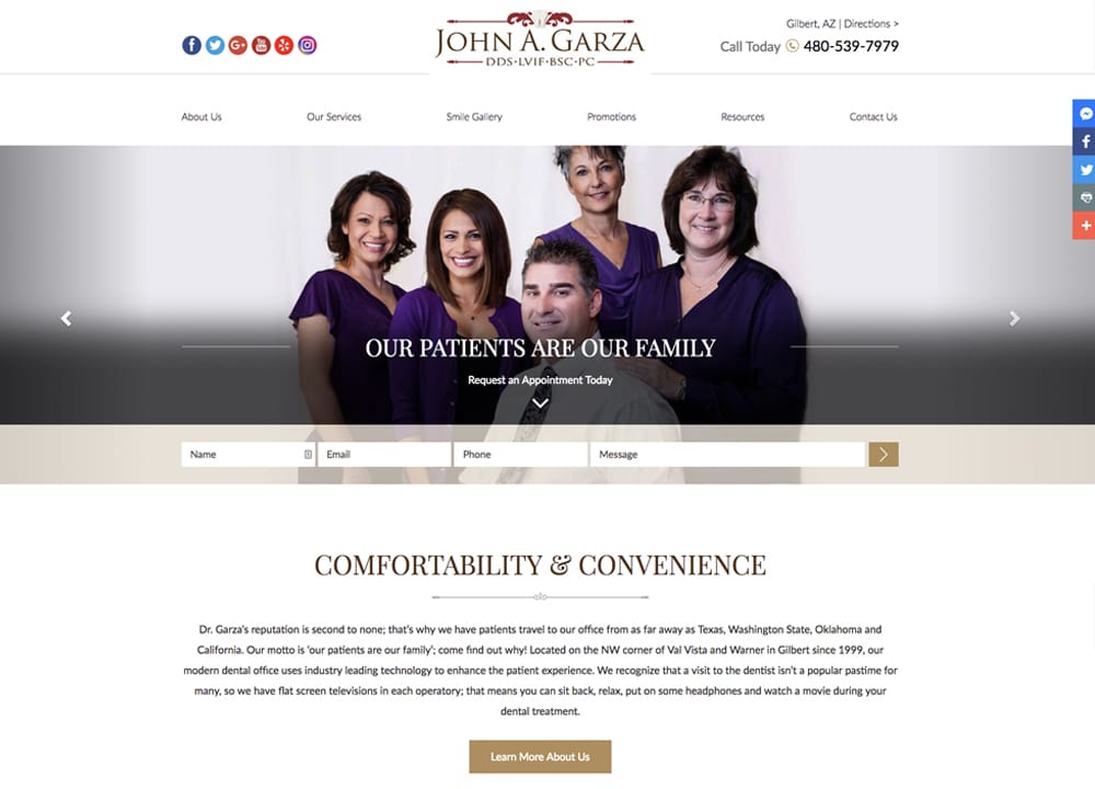 John A. Garza DDS, LVIF, BSC, PC | | Advice Media Dentistry Website Design Portfolio