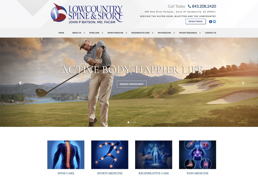 Low Country Spine and Sport | | Advice Media Pain Management Website Design Portfolio