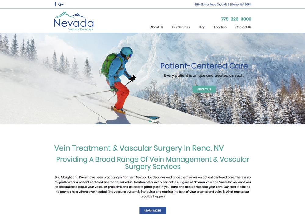 Nevada Vein & Vascular | | Advice Media Vein Vascular Website Design Portfolio