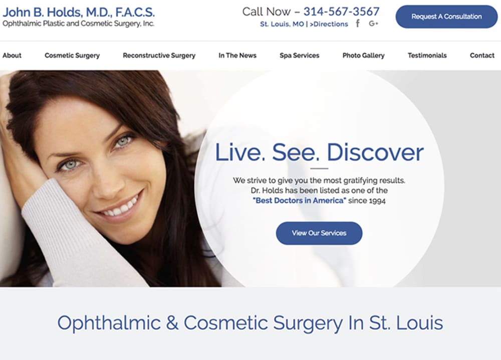 Ophthalmic Plastic & Cosmetic Surgery Inc. | | Advice Media Ophthalmology Website Design Portfolio