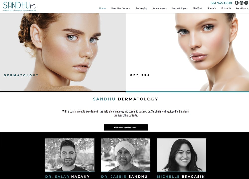 Sandhu Dermatology | | Advice Media Dermatology Website Design Portfolio