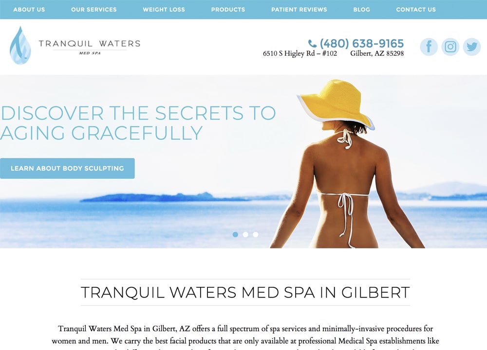 Tranquil Waters Med Spa, PLLC | | Advice Media Dermatology Website Design Portfolio