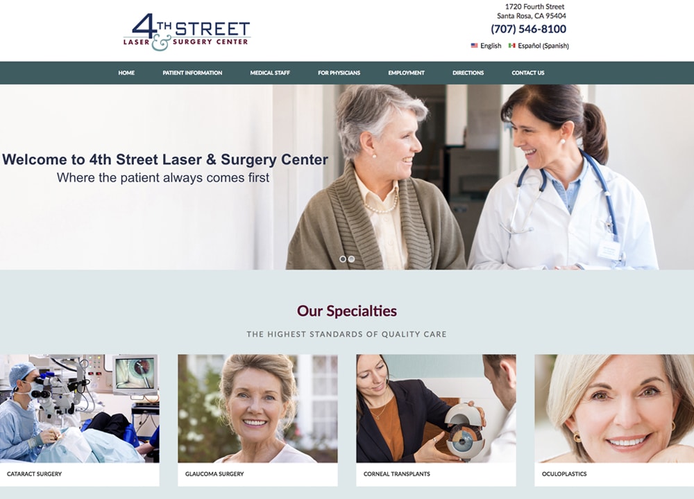 4th Street Laser & Surgery Center | | Advice Media Optometry Website Design Portfolio
