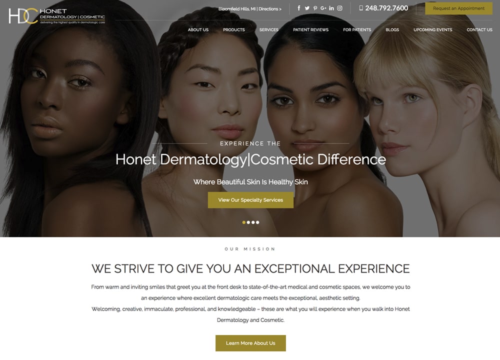 Honet Dermatology/Cosmetic | | Advice Media Dermatology Website Design Portfolio