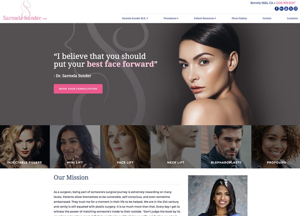 Sarmela Sunder MD, Inc | | Advice Media Plastic Surgery Website Design Portfolio