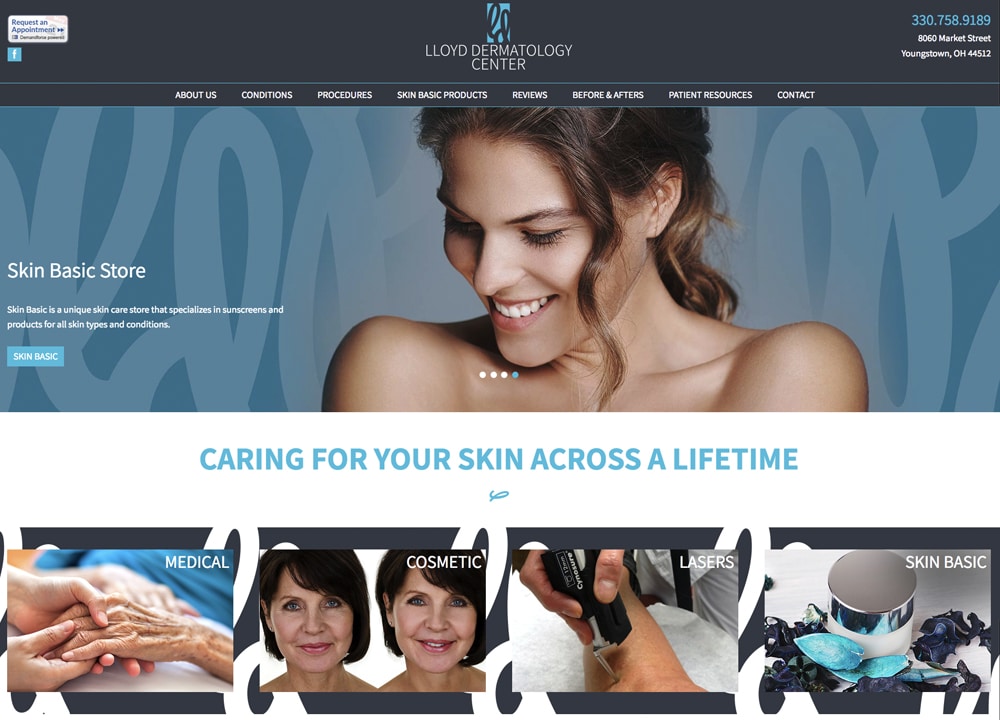 The Lloyd Dermatology and Laser Center | | Advice Media Dermatology Website Design Portfolio