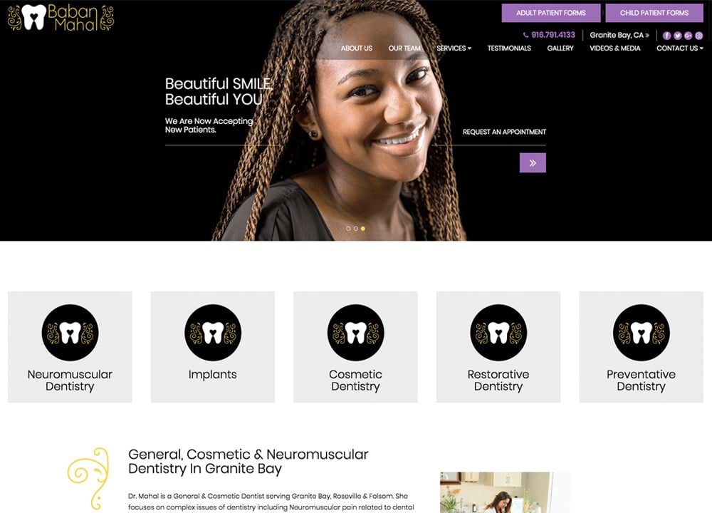 Baban Mahal DDS | | Advice Media Dentistry Website Design Portfolio