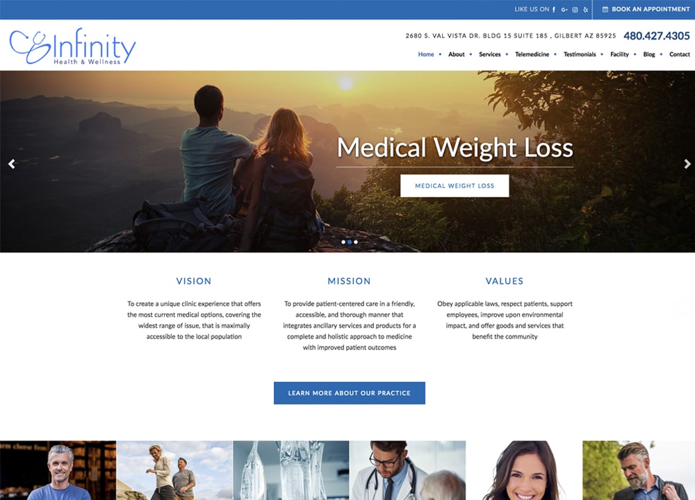 Infinity Health and Wellness | | Advice Media Wellness Website Design Portfolio