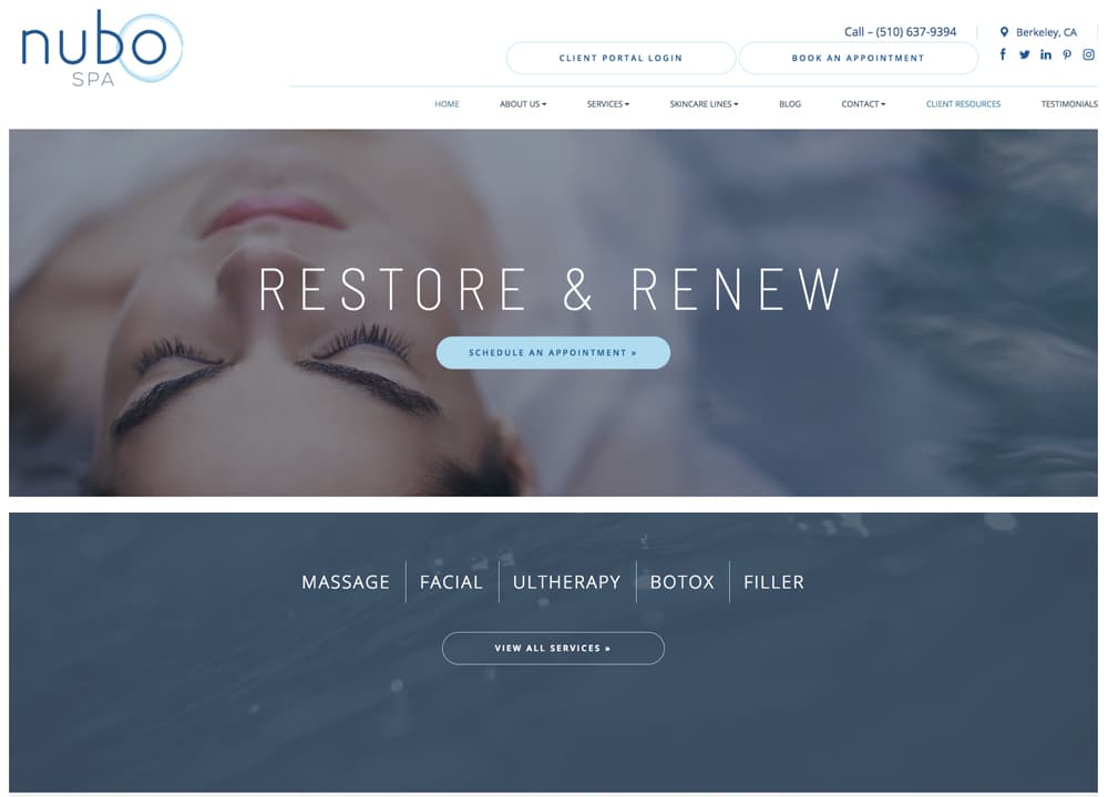 Nubo Spa | | Advice Media Medical Spa Website Design Portfolio