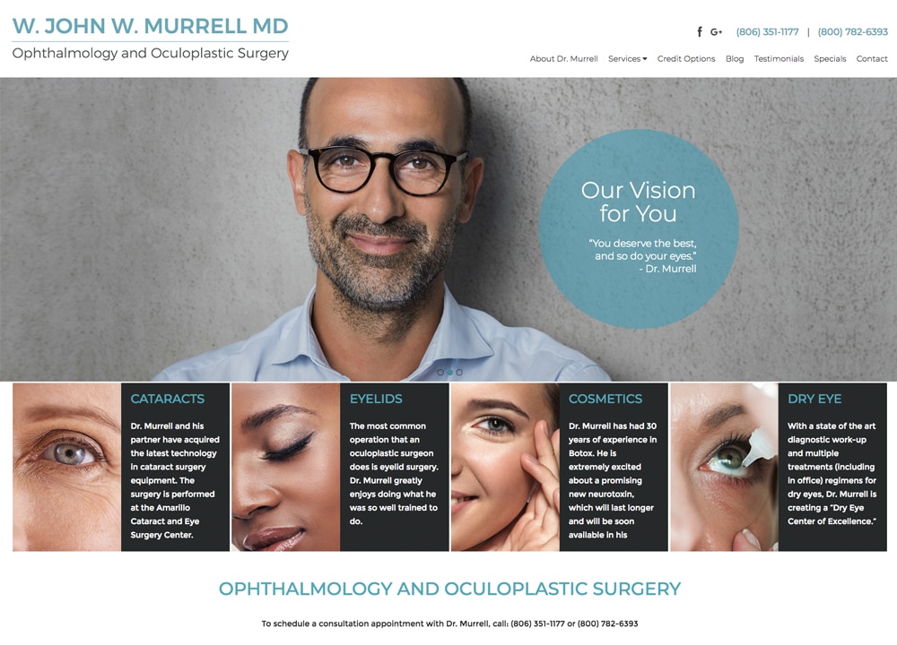 Walter John Murrell MD Advice Media Oculoplastic Surgery Website Design Portfolio
