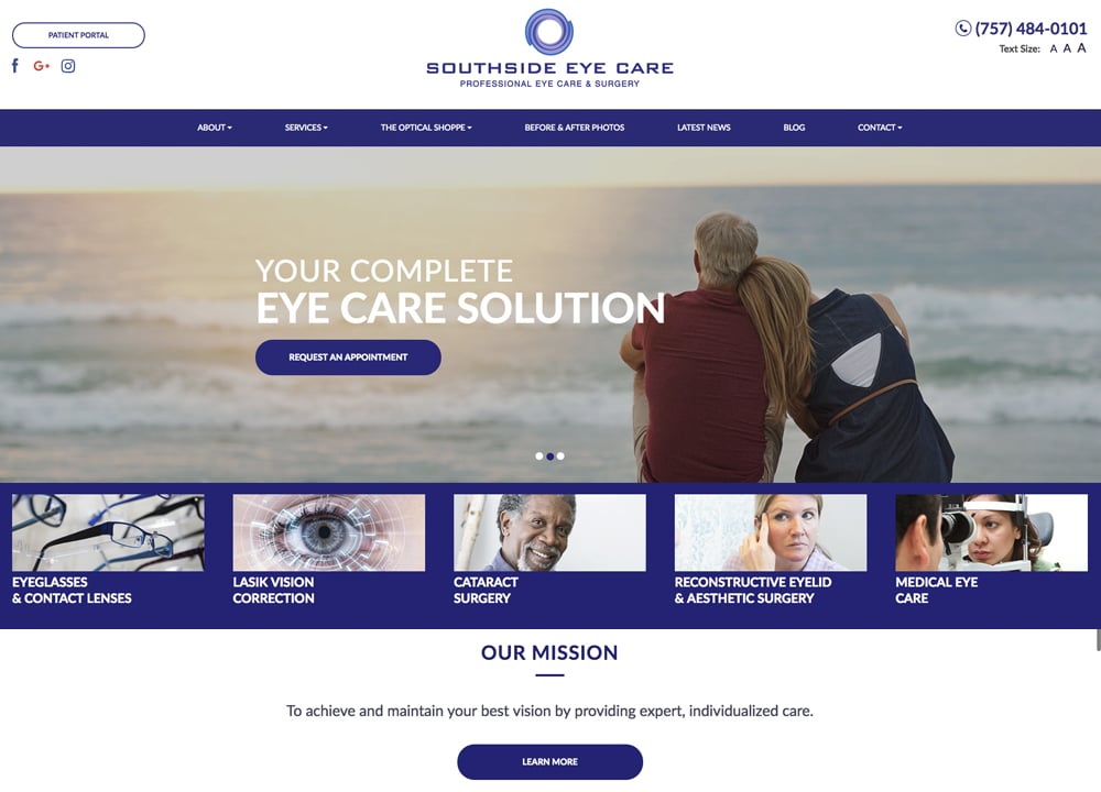 Southside Eye Care | | Advice Media Oculoplastic Surgery Website Design Portfolio