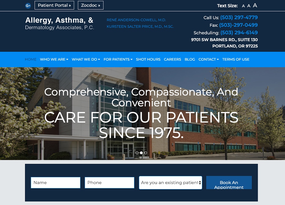 Allergy Asthma and Dermatology Associates | | Advice Media Dermatology Website Design Portfolio