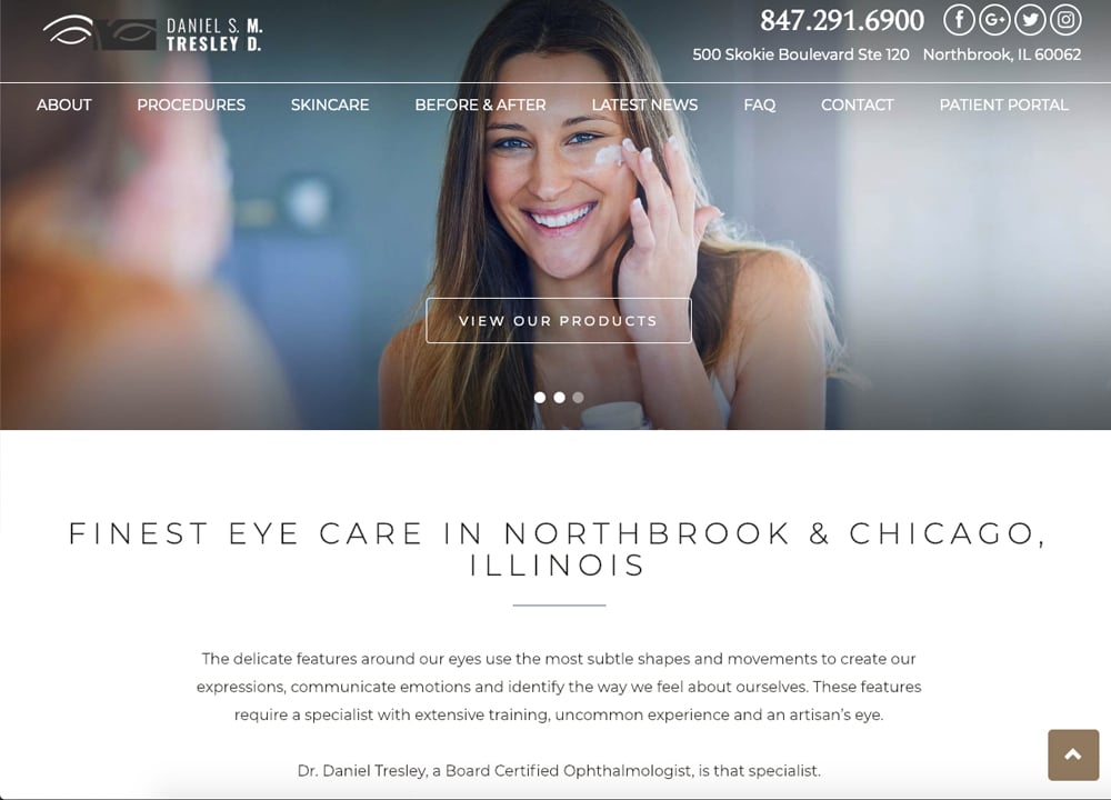 Tresley, Daniel, MD | | Advice Media Oculoplastic Website Design Portfolio