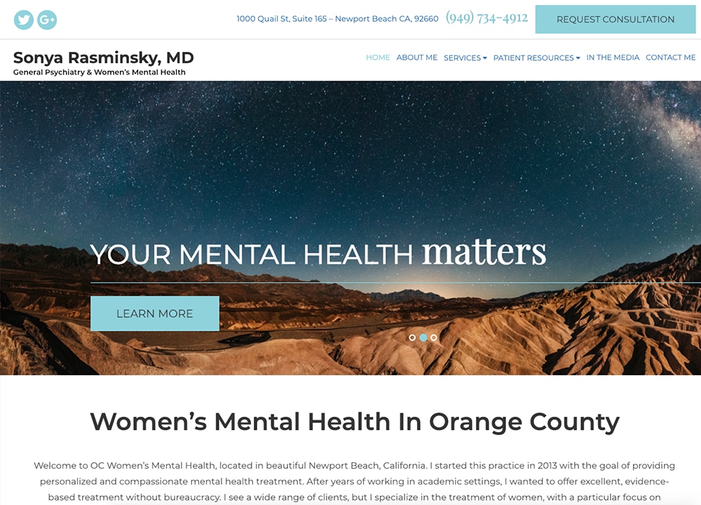 Sonya Rasminsky MD | | Advice Media Psychiatry Website Design Portfolio